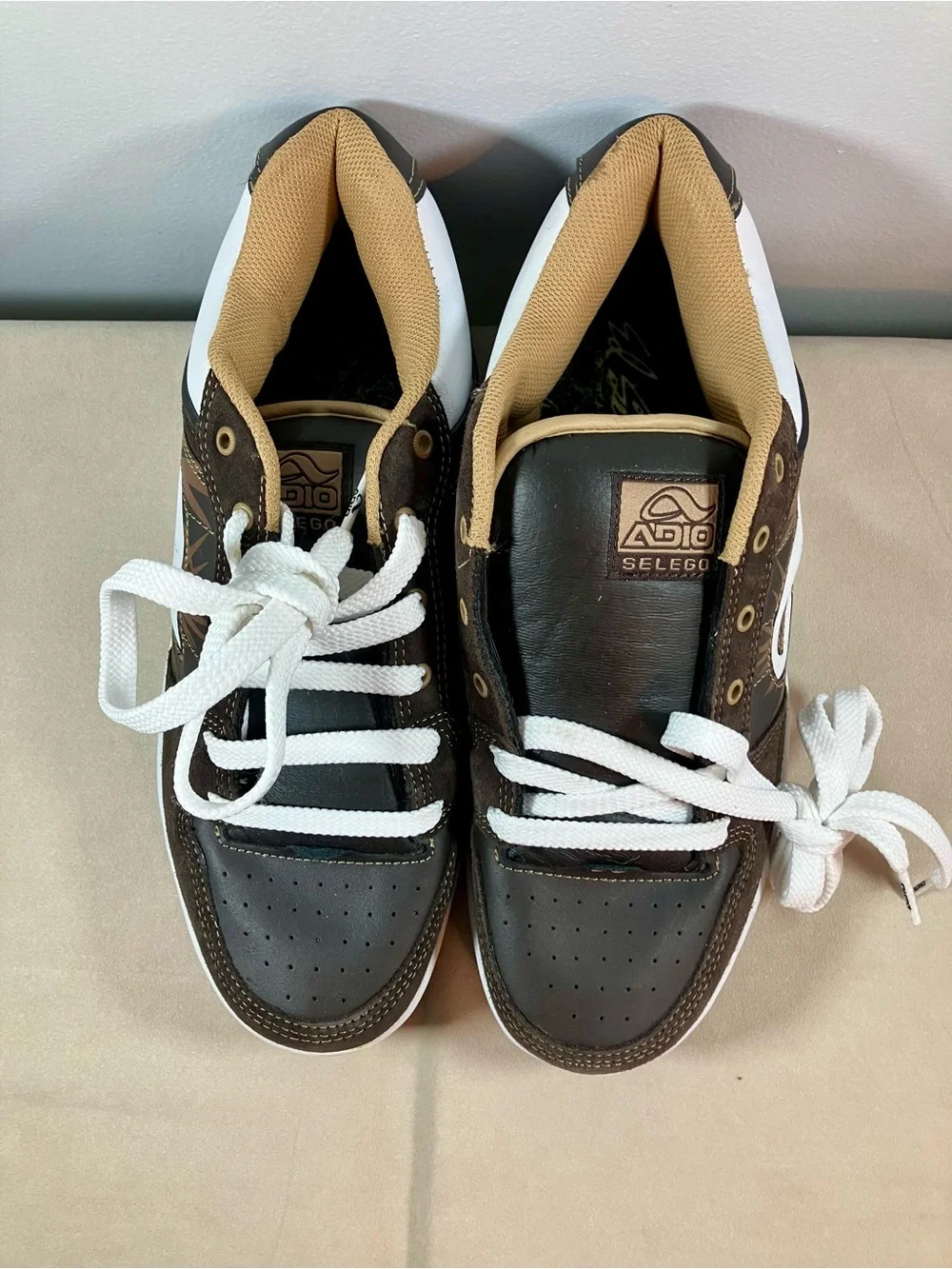 Adio Skate Shoes - Ed Selego Brown Tan Leather - US Mens Size 13 EUC - Y2K Puffy